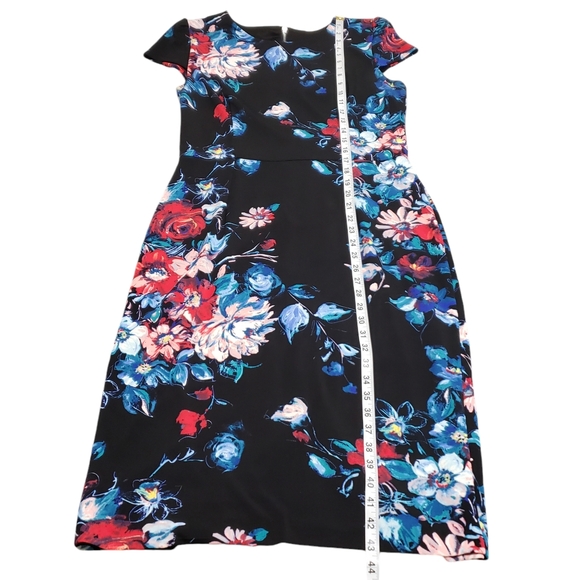 Betsey Johnson Dark Floral Midi Sheath Dress Black Sz 12 Whimsigoth - Picture 12 of 15